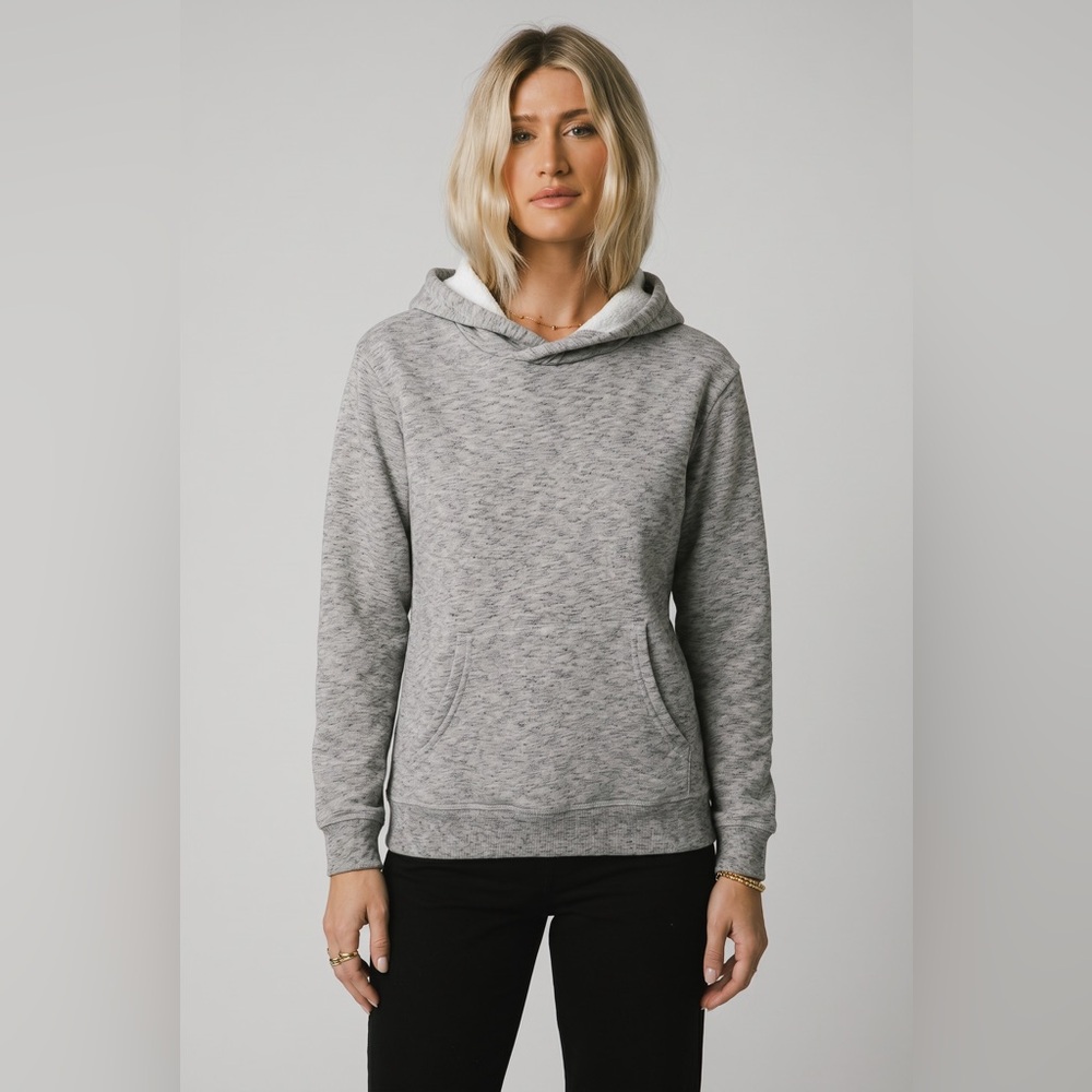 Marine Layer Gray Fleece Hoodie Pullover Soft Cropped Lounge Sweatshirt L
